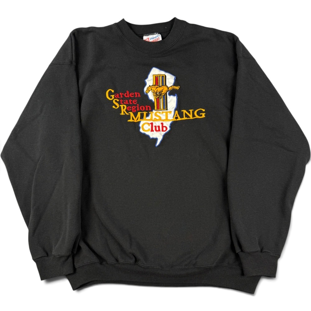 Vtg Garden State Region Mustang Club Sweatshirt Mens L Black Heavyweight USA